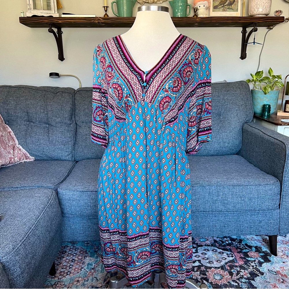 Women’s Suzanne Betro Boho pattern dress. Size XL.